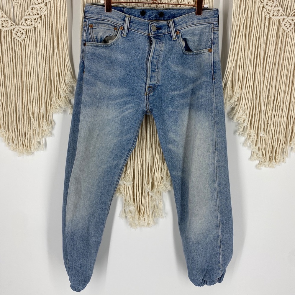 Levi's 501 Modified Light Washed Blue Jeans Jogger Pants Size 30W